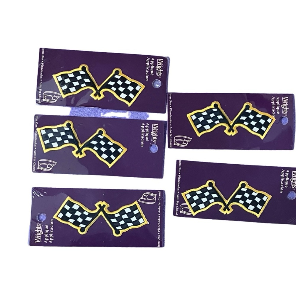 Checkered Flag Iron on Patches VTG circa 1990s set of 5